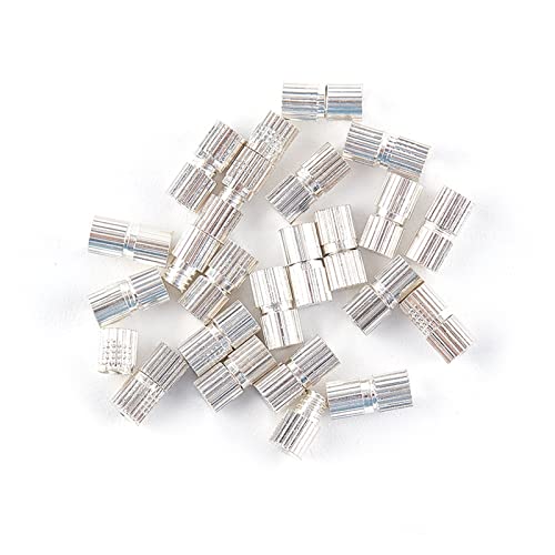 BELLAY 50 Stück Schraubverschlüsse for Halsketten, Armbänder, Schmuckherstellung, Stecker, DIY Schmuckzubehör, Zylinder, Seil, Kappe, Schnallenverschluss (Color : SV, Size : 6 * 2.5mm) von BELLAY