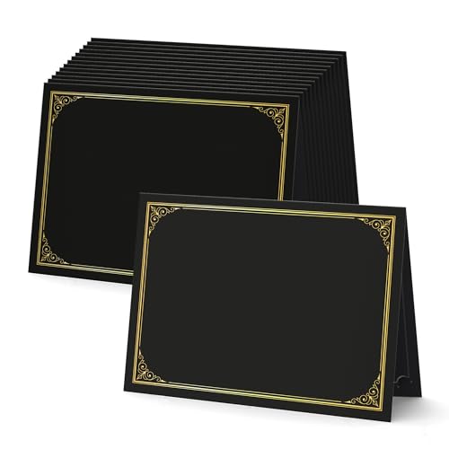 Schwarze Zeugnishalter, 21,6 x 27,9 cm, 30 Stück – verwendet als Auszeichnungszertifikatsmappen mit Goldfolienrand für Briefformen der Größe 21,6 x 27,9 cm, Zertifikate, Auszeichnungen, Dokumente und von BELLE KR