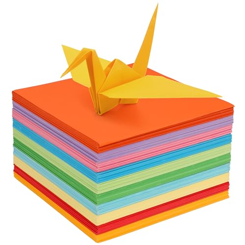 BELLE VOUS 1100 Blatt Origami Papier Doppelseitig Bastelpapier Set – 15x15cm Papier Bunt Quadratisch – 10 Helle Farben – Faltpapier Origami Set für Kinder, Erwachsene, DIY, Basteln, Tonpapier Bunt von BELLE VOUS