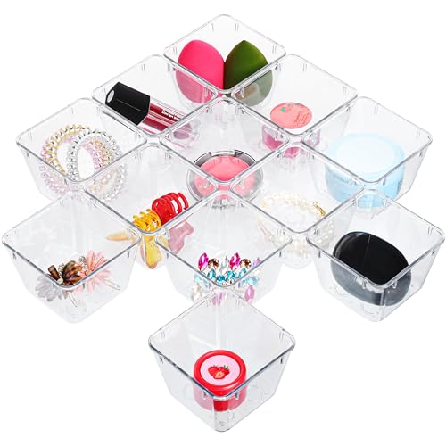BELLE VOUS 12-teiliger Schubladen Organizer aus Kunststoff - quadratische Schminktisch Organisationsschalen für Schreibtisch Schubladen Badezimmer oder Büro - Make Up Sortierbox BELLE VOUS 12-teiliger Schubladen Organizer aus Kunststoff - quadratische Schminktisch Organisationsschalen für Schreibtisch Schubladen Badezimmer oder Büro - Make Up Sortierbox von BELLE VOUS