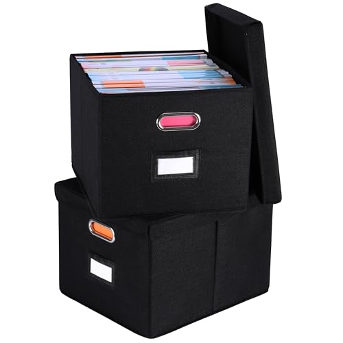 BELLE VOUS Aufbewahrungsbox mit Deckel Stoff 2er Pack - Faltbare Aufbewahrungsbox groß - Aufbewahrungskiste - Stapelbarer Organizer für Aktenordner - Zuhause und Büro BELLE VOUS Aufbewahrungsbox mit Deckel Stoff 2er Pack - Faltbare Aufbewahrungsbox groß - Aufbewahrungskiste - Stapelbarer Organizer für Aktenordner - Zuhause und Büro von BELLE VOUS
