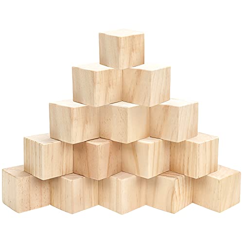 BELLE VOUS Holzwürfel Groß (15Stk) Holz Würfel 5 x 5 x 5cm Holzklötze Natur - Naturbelassen Unbehandelt Blanko Würfel Holzblöcke – Holzbausteine Natur zum Lernen, Basteln, DIY Puzzle, Stempel, Zahlen von BELLE VOUS