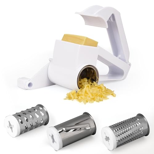 BELLE VOUS Käsereibe mit Kurbel - Lebensmittelreibe und 3 Edelstahltrommeln - Vielseitige Gemüsereibe mit Griff - Kartoffelreibe für Rohe Kartoffeln - Apfelreibe - Nussmühle BELLE VOUS Käsereibe mit Kurbel - Lebensmittelreibe und 3 Edelstahltrommeln - Vielseitige Gemüsereibe mit Griff - Kartoffelreibe für Rohe Kartoffeln - Apfelreibe - Nussmühle von BELLE VOUS