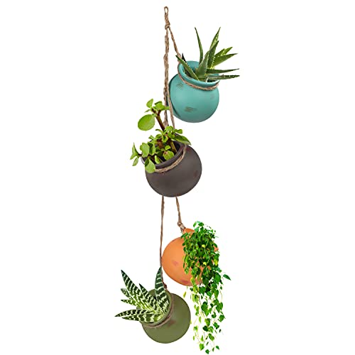 BELLE VOUS Keramik-Blumenampeln zum Aufhängen mit 4 Töpfen – Hängende Blumentöpfe für Sukkulente – Mehrfarbige Blumentöpfe zum Aufhängen mit Juteseil – Hängetopf für Pflanzen Draussen & Drinnen BELLE VOUS Keramik-Blumenampeln zum Aufhängen mit 4 Töpfen – Hängende Blumentöpfe für Sukkulente – Mehrfarbige Blumentöpfe zum Aufhängen mit Juteseil – Hängetopf für Pflanzen Draussen & Drinnen von BELLE VOUS