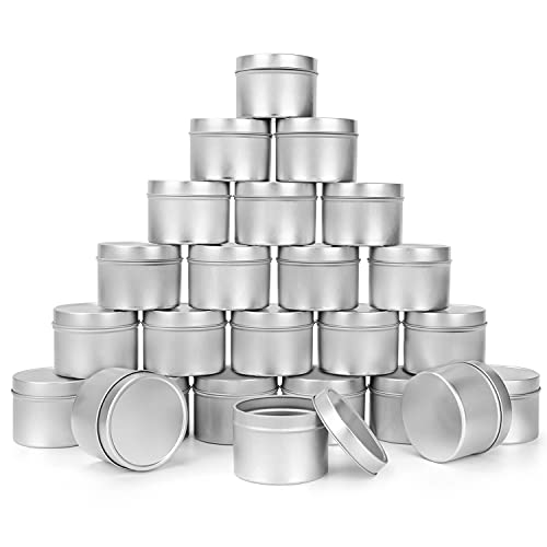 BELLE VOUS Metalldosen mit Deckel für die Kerzenherstellung (24er Set) 120 ml Wiederverwendbare Runde Kerzengläser mit Deckel zum Basteln, Reisen & Camping, Metall Seifendose, Kosmetikdose mit Deckel von BELLE VOUS