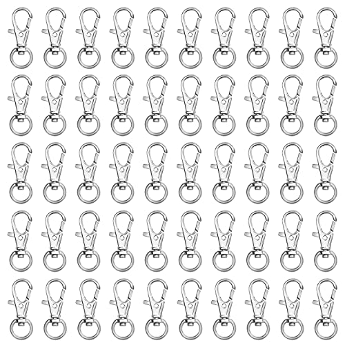 Belle Vous Silberner Mini Karabiner Verschluss (50er Pack) - 33mm Lang - Premium Karabinerverschluss - Haken Verschlüsse für Armbänder, Reißverschlüsse, Schmuck und Schlüsselanhänger von BELLE VOUS