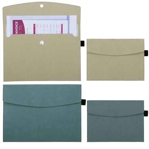 Belle Vous (4er-Pack) Blaue & Beige Akten Organizer Dokumente Ordner - Mappen Ordnersystem für Papier, Dokumente, Briefe - Unterlagen Organizer für Büro, Schule & Unternehmen von BELLE VOUS