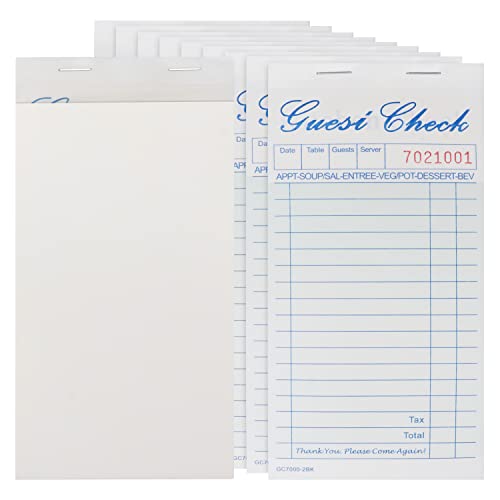 BELLE VOUS 100 Blatt Kellnerblöcke Quittungsblock mit Durchschlag (10er Pack) - Einzelne Blätter für Bestellungen im Restaurant - Notizblock zum Schreiben - Guest Book Check Blöcke für Schule von BELLE VOUS