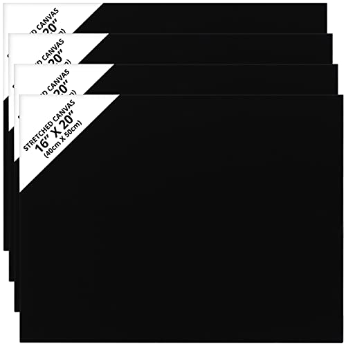 Belle Vous 4 Stk Leere Schwarze Leinwände zum Bemalen - 40 x 50 cm - Vorgespannte Große Leinwand - Schwarze Leinwand für Acrylfarben, Ölgemälde, Skizzen und Zeichnungen von BELLE VOUS