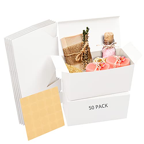 Belle Vous 50er Pack Weiße Schachteln aus Karton mit Deckel - 23 x 11,5 x 11,5cm - Pappbox mit Deckel für Geschenke -Einfach zum Zusammenbauen - Für Partys, Geburtstage, Hochzeiten, Feiertage von BELLE VOUS