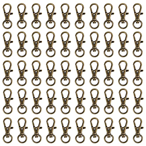 Belle Vous Bronze Mini Karabiner Schmuck Verschluss (50er Pack) - 33mm Lang - Premium Karabinerverschluss Schmuck - Haken Verschlüsse für Armbänder, Reißverschlüsse, Schmuck und Schlüsselanhänger von BELLE VOUS