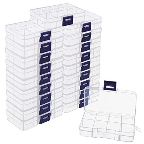 Belle Vous Durchsichtige Kunststoff-Sortierboxen für Kleinteile mit Verstellbaren Trennwänden (20 Stk) - 10,5 x 6,5 cm - Box mit 8 Fächern für Nähzubehör, Bügelperlen, Perlen & Schrauben Aufbewahrung von BELLE VOUS