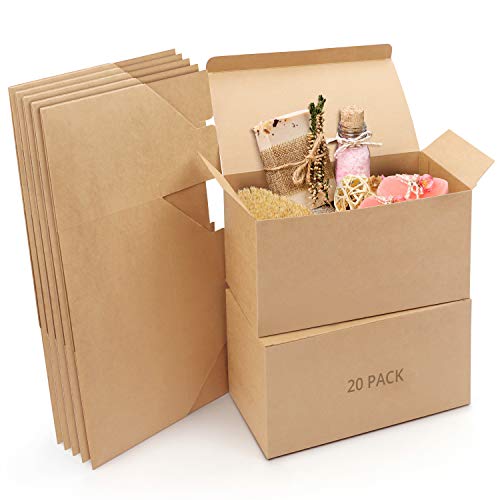 Belle Vous Geschenkbox - Braune Geschenkboxen aus Kraftpapier (20er Pack) Pappbox Maße 23 x 11,5 x 11,5cm - Leicht Zusammensetzbare Geschenkbox - Partys, Geburtstage, Hochzeit, Feiertage, Jahrestag von BELLE VOUS