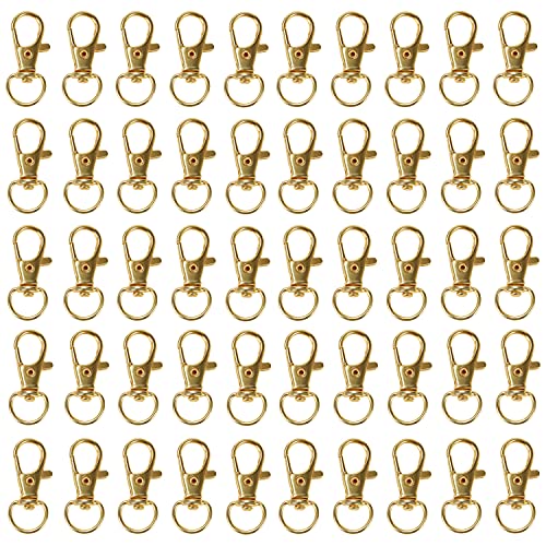 Belle Vous Karabinerhaken, drehbar, Metall, goldfarben, 50 Stück, 33 mm lang – Haken für Ringe, Verschlüsse, Kunsthandwerk, Schmuck, Ketten und Schlüsselanhänger von BELLE VOUS