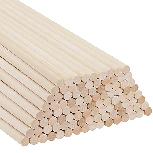 Belle Vous Holzstäbchen zum Basteln Natürlicher Holzstab Rund (100er Pack) 30cm Extra Lange Natürliche Rundholz 6mm Durchmesser Unbehandeltes Holz Makramee Holzstab für DIY, Holzarbeit, Dekoration von BELLE VOUS