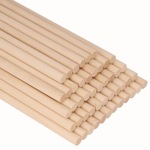 Belle Vous Holzstäbchen zum Basteln Natürlicher Holzstab Rund (50er Pack) 30cm Extra Lange Unbearbeitete Rundholz 10mm Durchmesser Unbehandeltes Holz Makramee Holzstab für DIY, Holzarbeit, Dekoration von BELLE VOUS