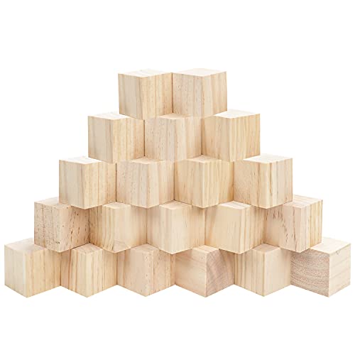 Belle Vous Holzwürfel Groß (20Stk) Holz Würfel 5 x 5 x 5cm Holzklötze Natur - Naturbelassen Unbehandelt Blanko Würfel Holzblöcke – Holzbausteine Natur zum Lernen, Basteln, DIY Puzzle, Stempel, Zahlen von BELLE VOUS