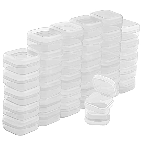 BELLE VOUS 36er Set Kleine Aufbewahrungsbox Plastik Transparent mit Deckel zum Klappen – 3,5 x 3,5 x 2 cm - Mini Plastik Boxen für Kleine Perlen, Pillen, Schmuck, Schrauben Sortierbox, Bastelzubehör von BELLE VOUS