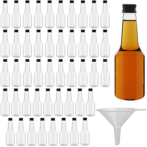 BELLE VOUS Kleine Schnapsflaschen (48er Pack) - 100ml - Wiederverwendbare Kleine Flaschen zum Befüllen aus Kunststoff mit Schwarzem Schraubverschluss, Flüssigkeitstrichter zum Ausgießen & Befüllen von BELLE VOUS