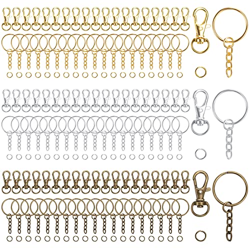 Belle Vous Metall Schlüsselanhänger Ringe mit Karabinerhaken mit Drehgelenk und Spaltringen (180 Stk) - Kleine Karabinerhaken für Schlüsselanhänger Basteln, DIY & Schmuckherstellung von BELLE VOUS