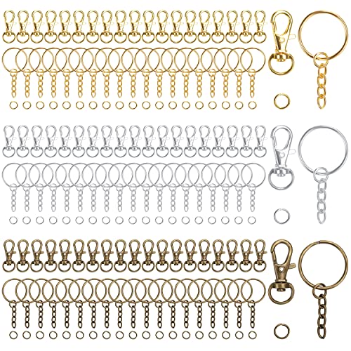 BELLE VOUS Metall Schlüsselanhänger Ringe mit Karabinerhaken mit Drehgelenk und Spaltringen (180 Stk) - Kleine Karabinerhaken für Schlüsselanhänger Basteln, DIY & Schmuckherstellung von BELLE VOUS
