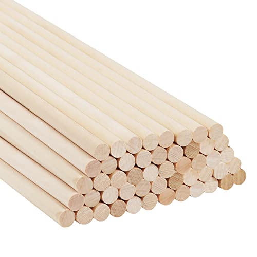 Belle Vous Natürliche Holzstäbchen Rund (50 Stk.) - 30 cm - Extra Langes Unbearbeitetes 12mm Rundstab Holz - Holzstäbe zum Basteln, für Holzarbeiten, Kunstprojekte, Dekorationen & DIY von BELLE VOUS