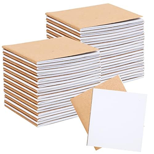 BELLE VOUS Notizbuch (48er Pack) Blanko Unliniertes Braunes Kraftpapier Notizheft Set - Journal Buch - 10,5 x 10,7 cm - 24 Papierseiten - Notizbuch Blanko zum Reisen & Büro von BELLE VOUS