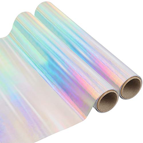 Belle Vous Vinylfolie Plotter Selbstklebend Hologramm (2er Pack) 1,5m x 30cm - Permanente Plotter Folie für Kunsthandwerk Klebefolie Scrapbooking, Silhouette Cameo, Folienplotter &Fahrzeugabziehbilder von BELLE VOUS