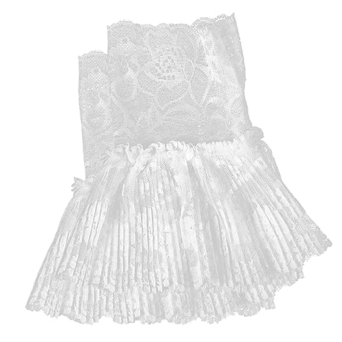 BELLIFFY 1 Paar Baumwollspitzendekoration Ärmel Frauen kleiden Zubehör Braut abnehmbar Handgelenkmanschetten Hemdmanschetten für Damen dekorative Manschette Chiffon Weiß von BELLIFFY