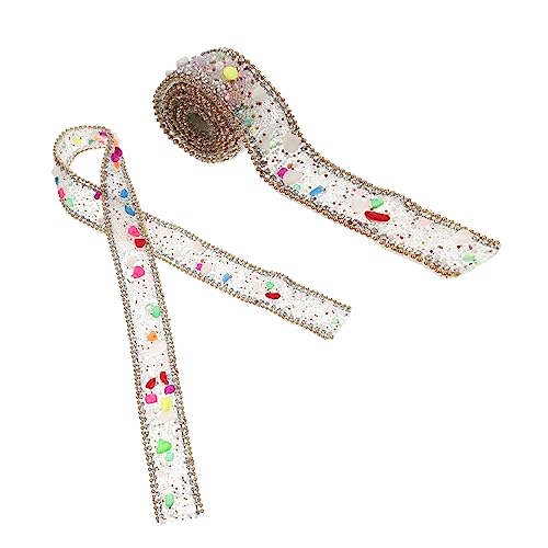 BELLIFFY 1 Rolle Deko Diamant Gürtel Strass Stoffbesatz Kostümbesatz Klebe Strassbesatz Strassbänder Bandbesatz Strassstreifen Aufkleber Kostümzubehör von BELLIFFY