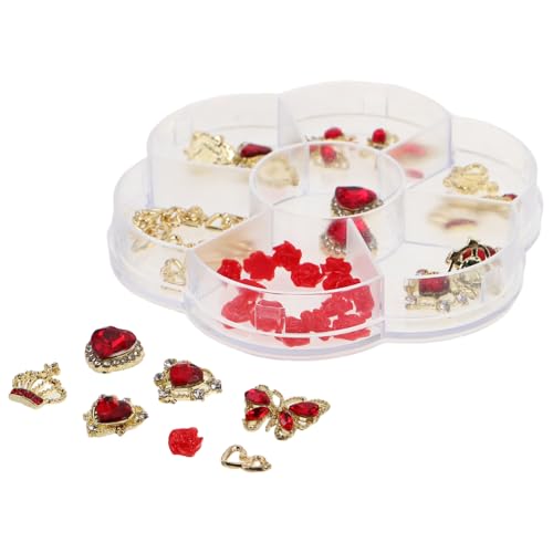 BELLIFFY 1 Schachtel Luxuriöse Nagelsteine mit Herz Schmetterling Krone Ultra-glänzende Nail Charms für Valentinstag Hochzeit Geburtstag Flache Rückseite Vielseitig für Nail Art und DIY von BELLIFFY