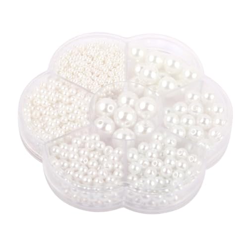 BELLIFFY 1 Schachtel Simulation Perlen Weiß Rund mit Kunststoff Perlen für Armband Schmuckherstellung DIY Bastelperlen Spacer Beads für Individuelle Schmuckgestaltung von BELLIFFY