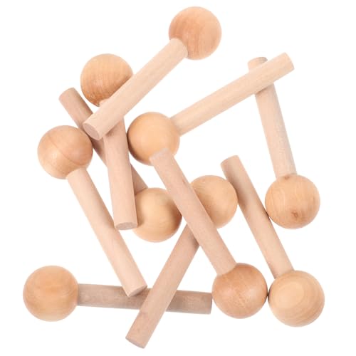 BELLIFFY 10 Stück Holzstäbe mit Kugelkopf für Lochwand Stabile Holzdübel Buchenholz Vielseitig Einsetzbar für DIY Bastelprojekte und Wand Organizer Glatte Oberfläche von BELLIFFY