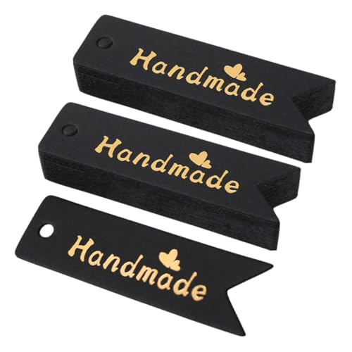 BELLIFFY 100 Stück Handgefertigte Geschenkanhänger aus Kraftpapier Beschriften und Aufhängen Vielseitige Geschenk Preisschilder für Bastler und Feierlichkeiten Schwarz von BELLIFFY