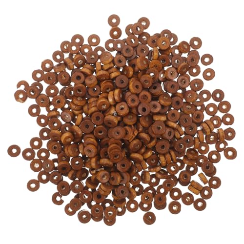 BELLIFFY 1000 Stück Holzperlen Flachoval Kaffeebraun Langlebig DIY Schmuckherstellung Bastelperlen für Armbänder Halsketten Schlüsselanhänger von BELLIFFY