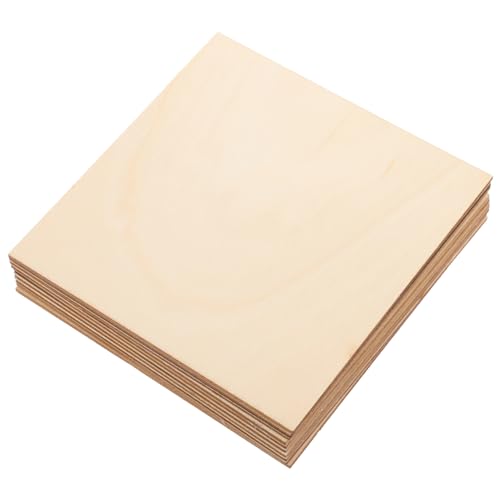 BELLIFFY 10Stücke Unbehandelte Holzplatten Quadratische DIY Holzscheiben für Bastelprojekte für Schnitzen und Dekorieren Langlebig und Sicher von BELLIFFY
