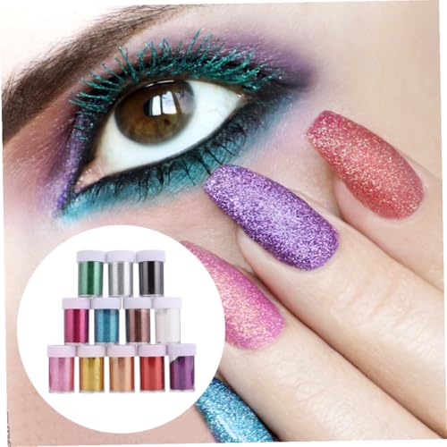 BELLIFFY 12 Stück Teiliges Glitzerpulver für Nageldesigns Bunte Paillettenfarben Ungiftig Geruchlos Vielseitig Einsetzbar für Nail Art Basteln und Kosmetische Verzierungen von BELLIFFY