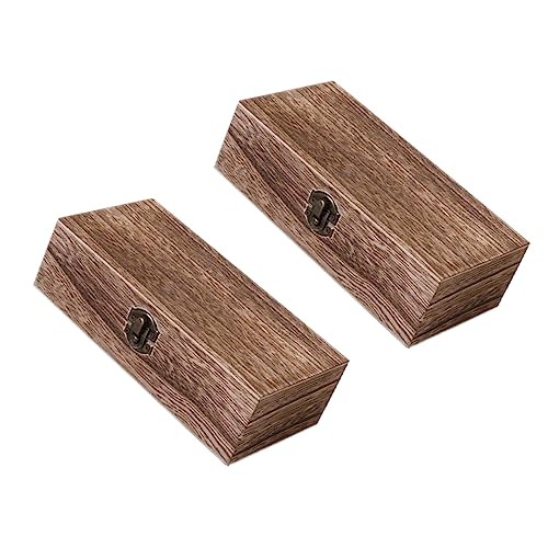 BELLIFFY 2 STÜCK Retro Holz Aufbewahrungsbox Teiliges Rechteckige Schmuck und Kleinteilebox Praktische Geschenkbox aus Massivem Holz Kompakt und Dekorativ für Zuhause Büro Schlafzimmer von BELLIFFY
