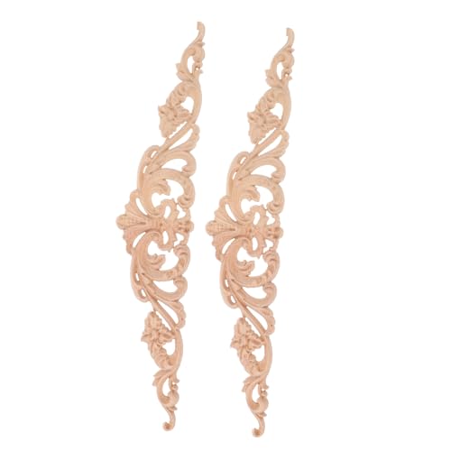 BELLIFFY 2 Stück Holzschnitzerei Applique Möbel Holzornament für Schrankdekoration Europäischer Vintage stil Leicht Bemalbar DIY Holzdeko für Wohnraum und Hotel von BELLIFFY