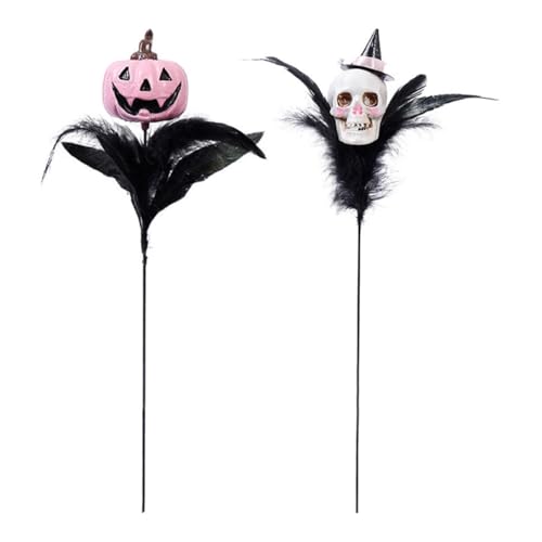 BELLIFFY 2 Stück Künstliche Halloween Totenkopf-blumen mit Federn Gotische Stiele Dekorative Zweige für Gruselige Party Haunted-house-dekoration Innen und Außen BELLIFFY 2 Stück Künstliche Halloween Totenkopf-blumen mit Federn Gotische Stiele Dekorative Zweige für Gruselige Party Haunted-house-dekoration Innen und Außen von BELLIFFY