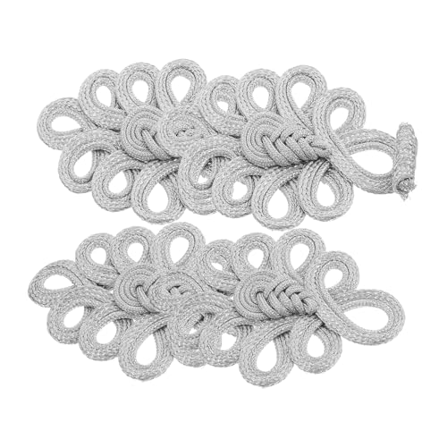 BELLIFFY 2 Stück Teiliges Gold Silberfarbener Chinesischer Knotenknöpfe mit Löchern Handgefertigte Vintage Mantel und Schalverschlüsse Dekorative Outfit Fasteners für DIY Kostüme und von BELLIFFY