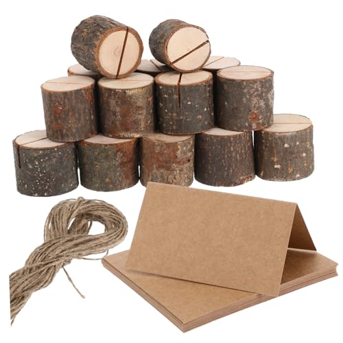 BELLIFFY 20 Sätze Rustikale Holz Tischkartenhalter mit Karten und Juteseil Vielseitige Holzständer für Hochzeit Meeting Tischnummern Memo Fotohalter für Besondere Anlässe von BELLIFFY