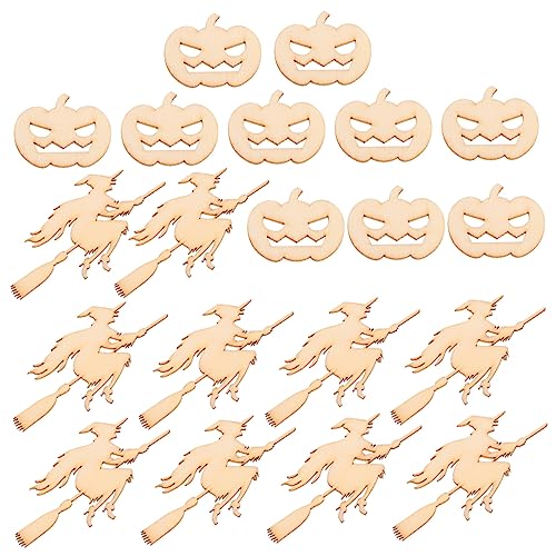 BELLIFFY 20 Stück Teiliges Halloween Holzscheiben Naturholz DIY Bastelchips Originalfarbe Langlebig und Sicher für Partydekoration und Kreative Halloween Holzornamente von BELLIFFY