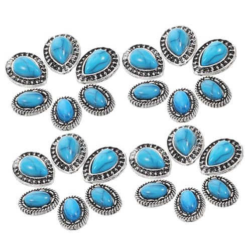 BELLIFFY 20 Stück Teiliges Vintage Nail Charms aus Legierung und Resin Retro Türkise Nageldekorationen Langebige Nail Art Schmuck für Maniküre Geeignet für Alltag und Besondere Anlässe von BELLIFFY