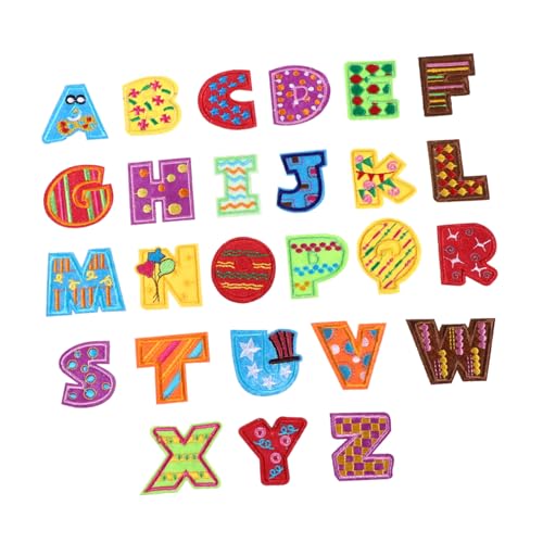 BELLIFFY 26 Stück Teiliges Buntes Buchstaben Aufbügeln Bestickte Patch sticker aus Langlebig und Hautfreundlich zum Dekorieren und Reparieren von Kleidung Taschen Hüten und Jeans von BELLIFFY