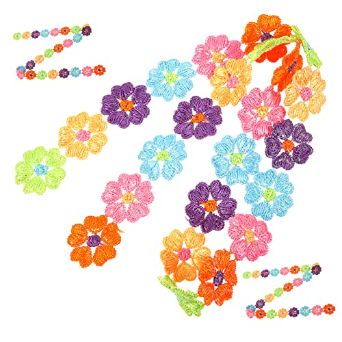 BELLIFFY 3 Stück Kopfschmuck Aufkleber, Bestickte Blumenborte, Stickbesatz Zum Nähen, Stickerei Spitzenbesatz, Blumenbesatz Zum Nähen, Spitze Zum Basteln, Nähbesatz, Verzierung, von BELLIFFY