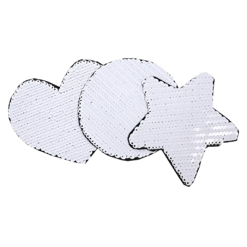 BELLIFFY 3 Stück Pailletten Stoffaufkleber, Verschleißfeste Stoffaufkleber, Exquisite Kleidungsflicken, Herz Pailletten Patch, Pailletten Patches, Ornament Patch Zum Reparieren Von von BELLIFFY