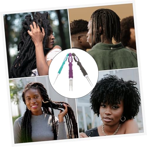 BELLIFFY 3 Stück Teiliges Dreadlock Häkelnadel mit Weichem Griff Einzel Doppel Dreifachhaken für Vielseitiges Haarstyling Geeignet für Haartypen und Anfänger Einfache Anwendung von BELLIFFY