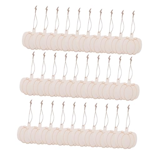 BELLIFFY 30 Stück Teiliges DIY Holz Kürbisanhänger Glatte Unlackierte Holztafeln für Malerei und Basteln Halloween und Erntedankfest Dekoration Geeignet für Innen und Außenbereich von BELLIFFY