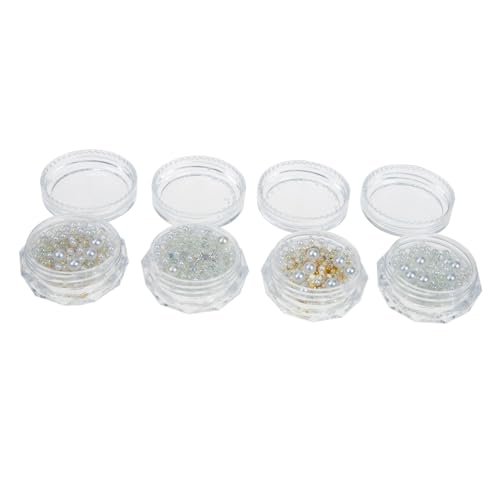 BELLIFFY 4 Boxen Resin Perlennagelkunst Schmuckmix mit Abnehmbaren Lochfreien Perlen für Natürliche und Künstliche Nägel Vielseitig Dekorativ für Nail Art und Bastelarbeiten von BELLIFFY